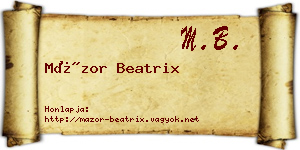 Mázor Beatrix névjegykártya